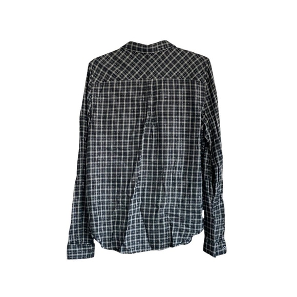 Paige Mya Rosette Blue Metallic Plaid Womens Button Down Shirt Size Large - Picture 6 of 7